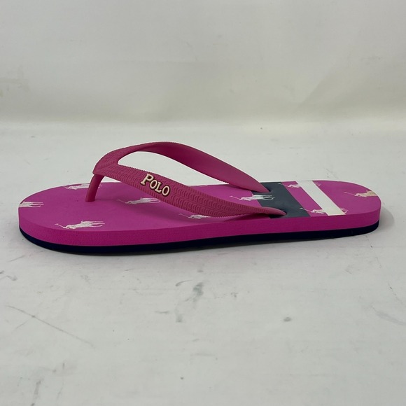 Polo Ralph Lauren Unisex Junior Flip Flop Pink/Ivory Pony Logo US Size 5 VTG NEW - Picture 4 of 14